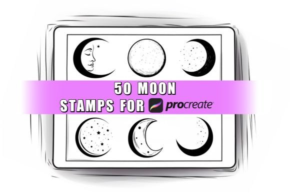 Download 50 Moon Procreate Stamps Brushes - Stamp Collection