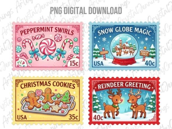Download Vintage Christmas Postage Stamp PNG - Stamp Collection