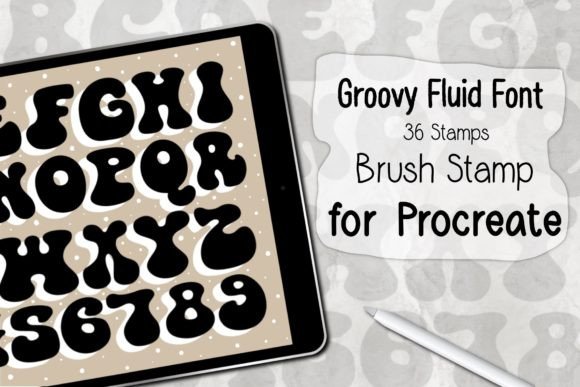 Download Groovy Fluid Font ‪Procreate Stamp‬ - Stamp Collection