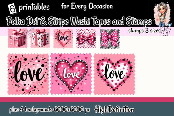 Download Polka Dot &amp; Stripe Washi Tape and Stamps - Stamp Collection