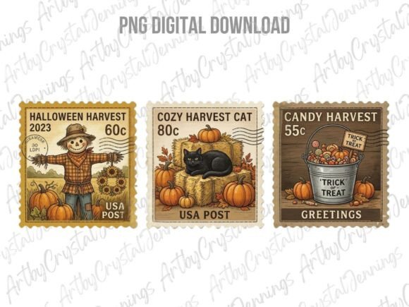 Download Halloween Harvest Postage Stamp PNG - Stamp Collection