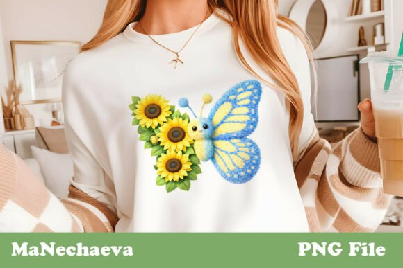 Download Faux Fur Butterfly Sunflower Floral PNG - Sunflower Collection