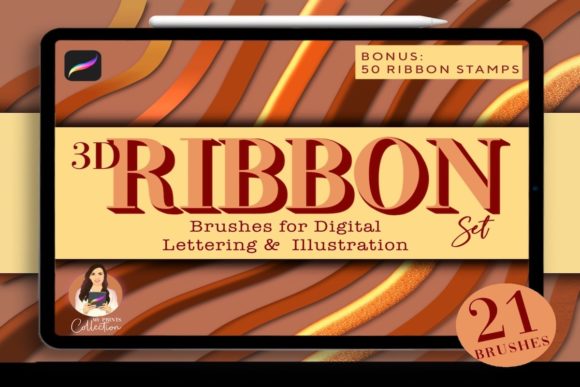 Download 21 Ribbon Procreate Brushes | 50 Stamps - Stamp Collection