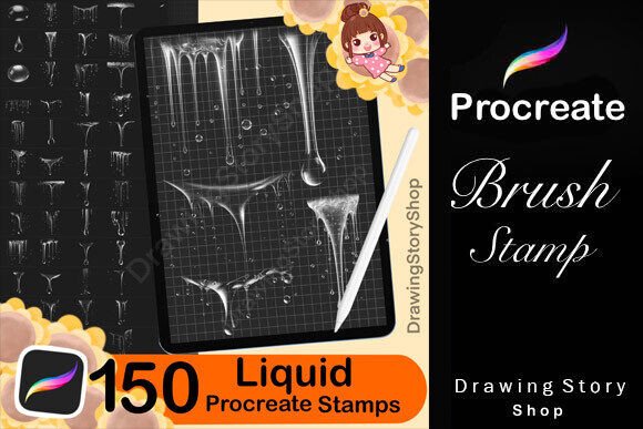 Download 150 Procreate Water Liquid Stamps - Stamp Collection