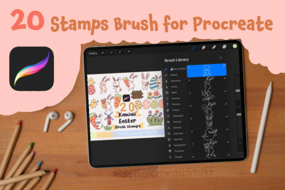 Download Procreate Brush Stamps Cute Bunny Easter - Stamp Collection