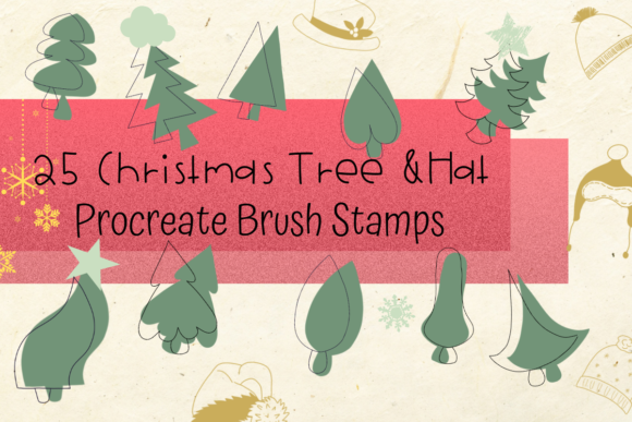 Download Procreate Brush Stamp Christmas Tree&amp;Hat - Stamp Collection