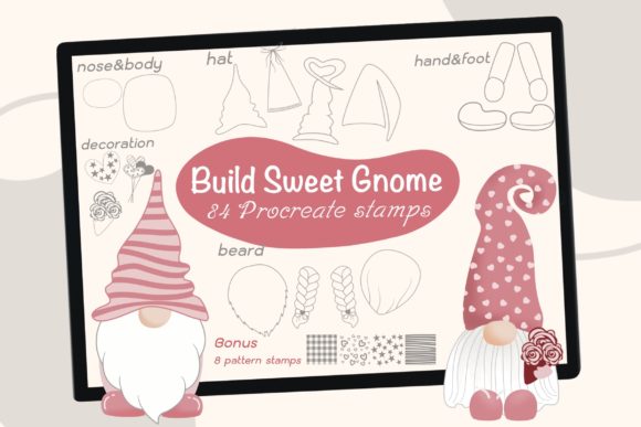 Download 84 Build Sweet Gnomes Procreate Stamps - Stamp Collection