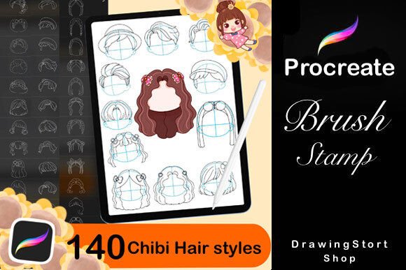 Download 140 Procreate Hair Stamp Brushes - Stamp Collection