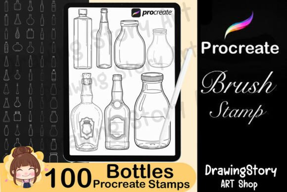 Download 100 Procreate Bottle Stamps - Stamp Collection