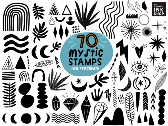 Download 70 Mystic Boho Themed Procreate Stamps - Stamp Collection