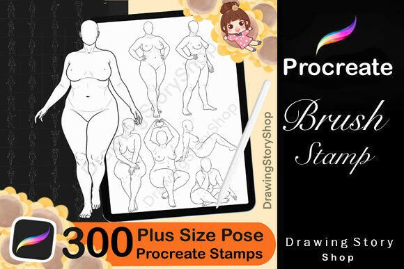 Download 300 Procreate Female Plus Size Stamps - Stamp Collection