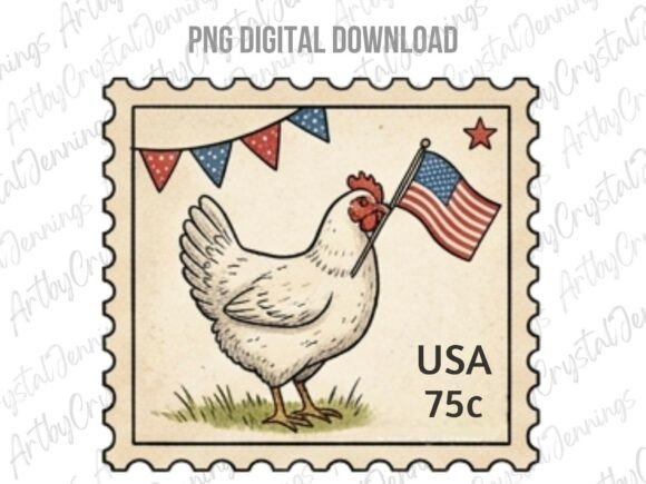 Download USA Patriotic Chicken Postage Stamp PNG - Stamp Collection