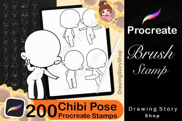 Download Base Chibi Procreate Pose Stamps Brushes - Stamp Collection