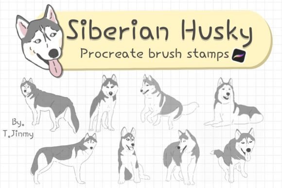 Download Siberian Husky Procreate Brush Stamps - Stamp Collection
