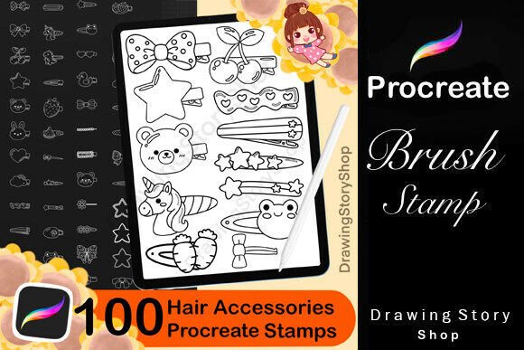 Download 100 Procreate Hair Accessories Stamps - Stamp Collection