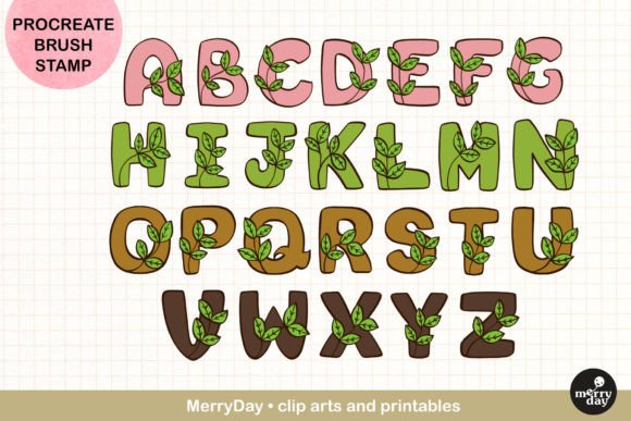 Download ABC Procreate Brush Stamp  Leaves Design - Stamp Collection