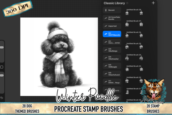 Download Winter Poodle Procreate Stamp Brushes - Stamp Collection