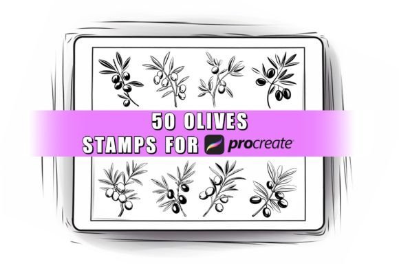 Download 50 Olives Procreate Stamps Brushes - Stamp Collection